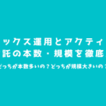 投資信託　インデックス・アクティブ運用の割合・本数・規模を比較